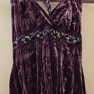 Mix It Purple Crushed Velvet Halter top with Sequins/Beads under bust size PM